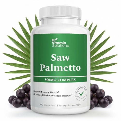 Dr Vitamin Saw Palmetto 500 mg Complex, 45% Extract, 100 Capsules, Non-GMO Herbal Supplement for Men's Wellness Support