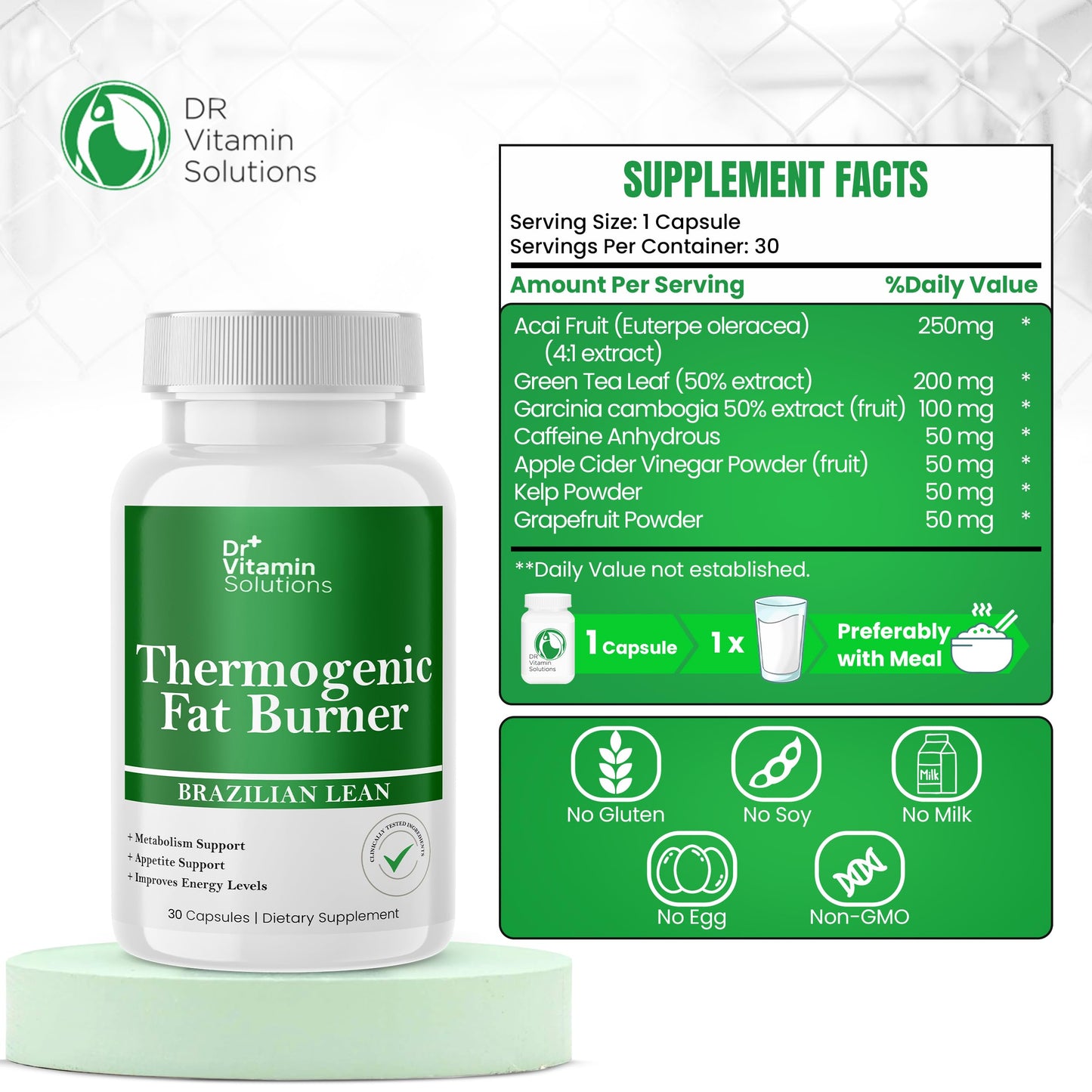 Thermogenic Fat Burner - Appetite Suppressant - 30 Capsules