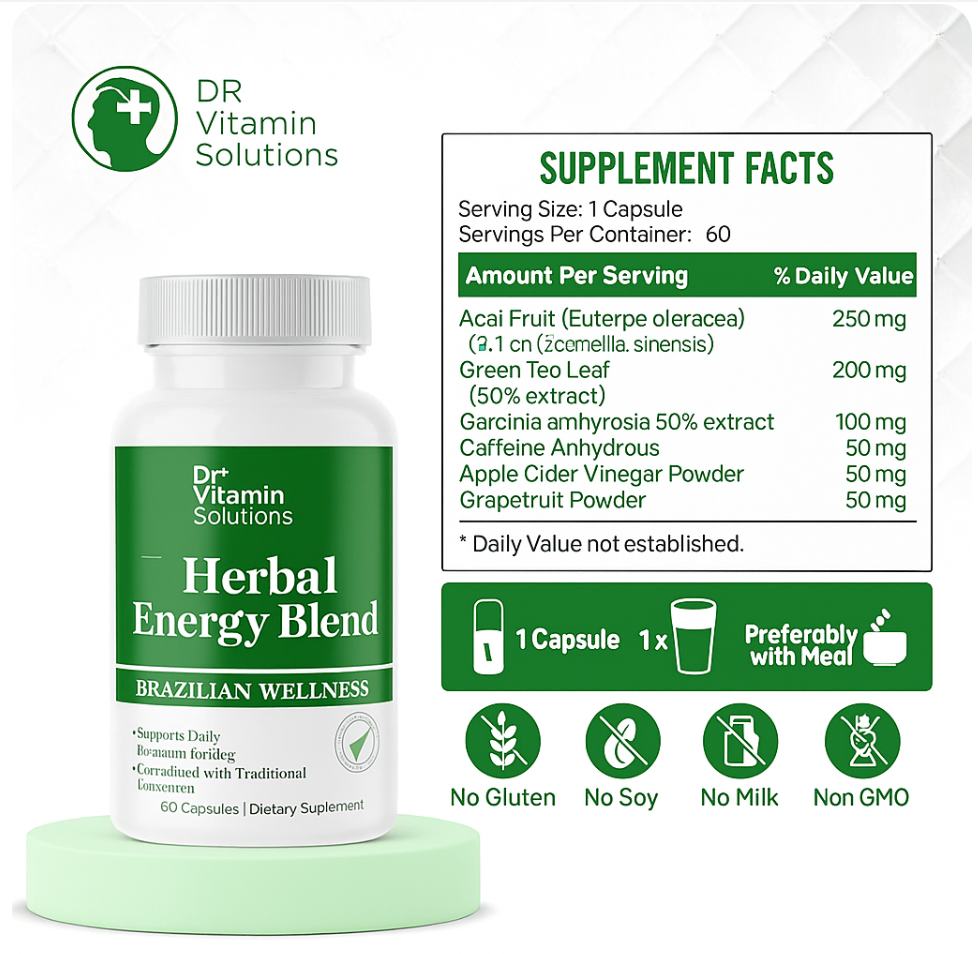 Brazilian Wellness Blend – Herbal Energy Support - 60/120 Capsules