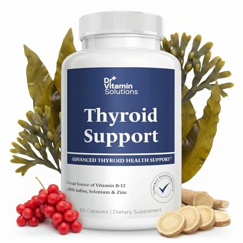 Thyroid Support Supplement for Women & Men with Iodine, Selenium, Zinc, Vitamin B-12, L-Tyrosine, Ashwagandha, Schisandra, Kelp & Bladderwrack – Energy, Metabolism & Hormone Support, 60 Capsules