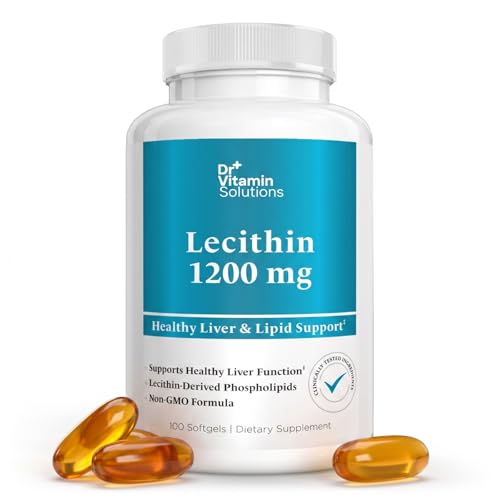 Lecithin 1200 mg Softgels – Brain & Liver Support Supplement with Phosphatidylcholine, Phospholipids & Choline – Non-GMO, High-Potency Lecithin for Cognitive, Cellular & Lipid Health, 100 Count