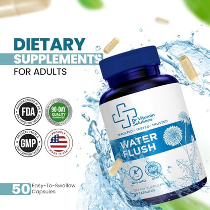 Diuretic Water Pills - Water Flush - Debloating for Women and Men, Relief from Swelling, Water Retention - Green Tea, Dandelion Leaf and Cranberry Powder Detox