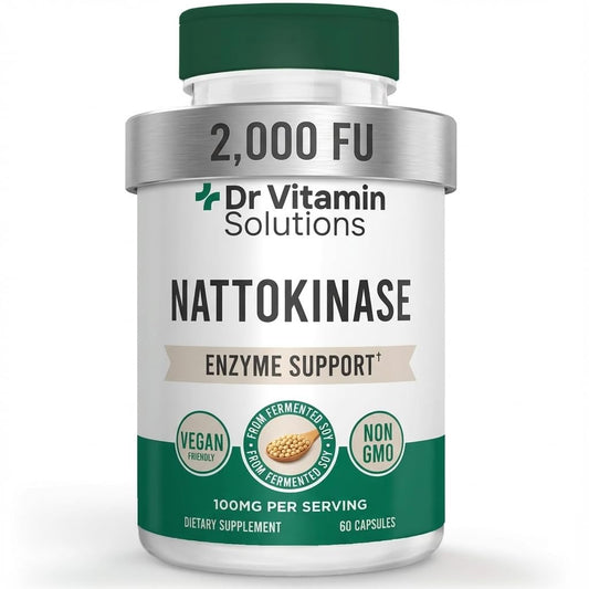 DR VITAMIN SOLUTIONS Nattokinase 2,000 FU (100 mg) – Systemic Enzyme Support – from Fermented Soy (Natto) – Vegan Friendly, Non‑GMO – 60 Veggie Capsules