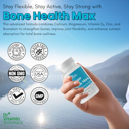 Bone Health Max - Advanced Calcium & Magnesium Supplement with Vitamin D3, Bromelain & Ipriflavone