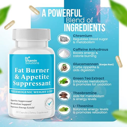 Fat Burner and Appetite Suppressant  -  Thermogenic Metabolism Booster - 30/60 Capsules