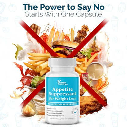 DR VITAMIN SOLUTIONS Appetite Suppressant for Weight Loss - Pills for Women w/Garcinia, Ginger Root, Guarana - Fat Burners, Metabolism Booster for Women & Men