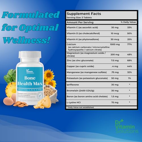 Bone Health Max - Advanced Calcium & Magnesium Supplement with Vitamin D3, Bromelain & Ipriflavone