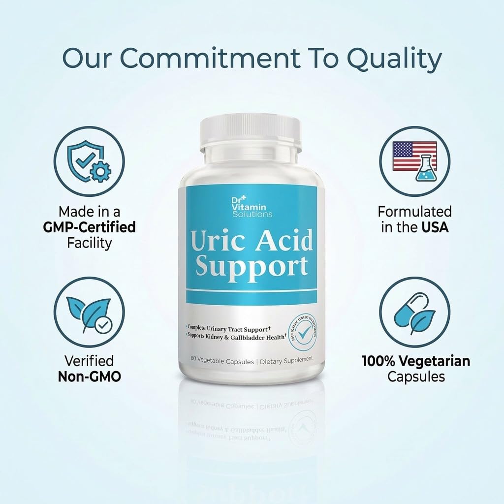 Dr Vitamin Uric Acid Support - Tart Cherry, Cranberry + Pomegranate - Urinary Tract Support - 60 Vegetarian Capsules