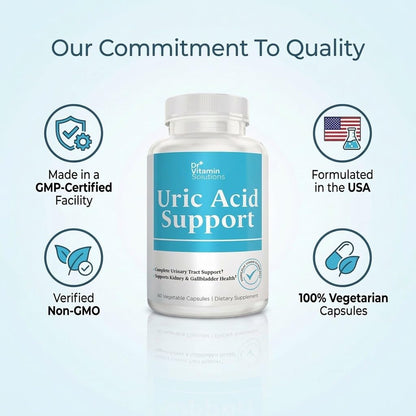 Dr Vitamin Uric Acid Support - Tart Cherry, Cranberry + Pomegranate - Urinary Tract Support - 60 Vegetarian Capsules