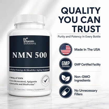 NMN Supplement 500mg with Resveratrol & TMG, NAD+ Precursor, 30 Capsules