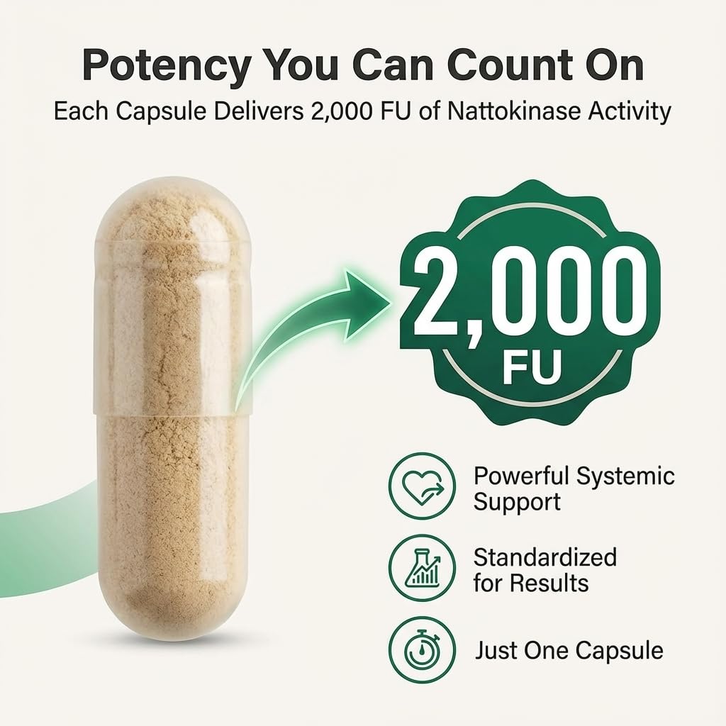 DR VITAMIN SOLUTIONS Nattokinase 2,000 FU (100 mg) – Systemic Enzyme Support – from Fermented Soy (Natto) – Vegan Friendly, Non‑GMO – 60 Veggie Capsules