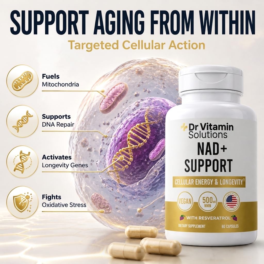 NAD+ Supplement 500mg NMN with Trans-Resveratrol, Quercetin & Betaine TMG