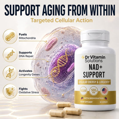 NAD+ Supplement 500mg NMN with Trans-Resveratrol, Quercetin & Betaine TMG