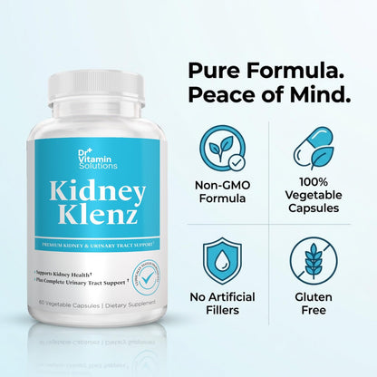 Dr Vitamin Kidney Klenz - Cranberry Extract + Herbal Blend - Kidney & Urinary Tract Support - 60 Vegetable Capsules - Non-GMO Herbal Supplement