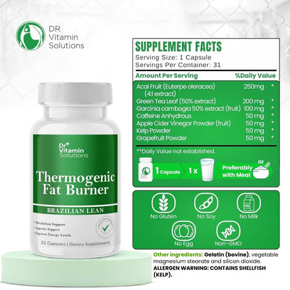 Thermogenic Fat Burner for Women and Men - Appetite Suppressant for Weight Loss