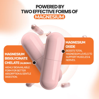 Magnesium Glycinate 400mg (Buffered Magnesium Bisglycinate Chelate) | Albion® Chelated Magnesium for Muscle & Nerve Support + Calm | High Absorption, Gentle on Stomach | 60 Vegan Capsules