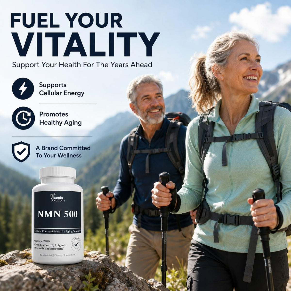 NMN Supplement 500mg with Resveratrol & TMG, NAD+ Precursor, 30 Capsules