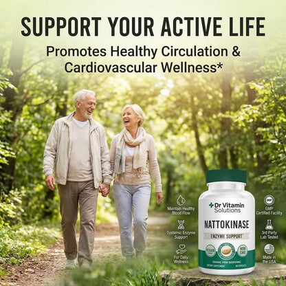 DR VITAMIN SOLUTIONS Nattokinase 2,000 FU (100 mg) – Systemic Enzyme Support – from Fermented Soy (Natto) – Vegan Friendly, Non‑GMO – 60 Veggie Capsules