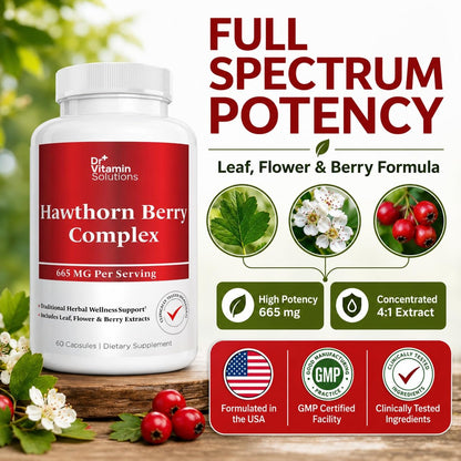 DR Vitamin Hawthorn Berry Complex 665 mg – Herbal Extract Supplement – Botanical Formula – Non-GMO – 60 Capsules