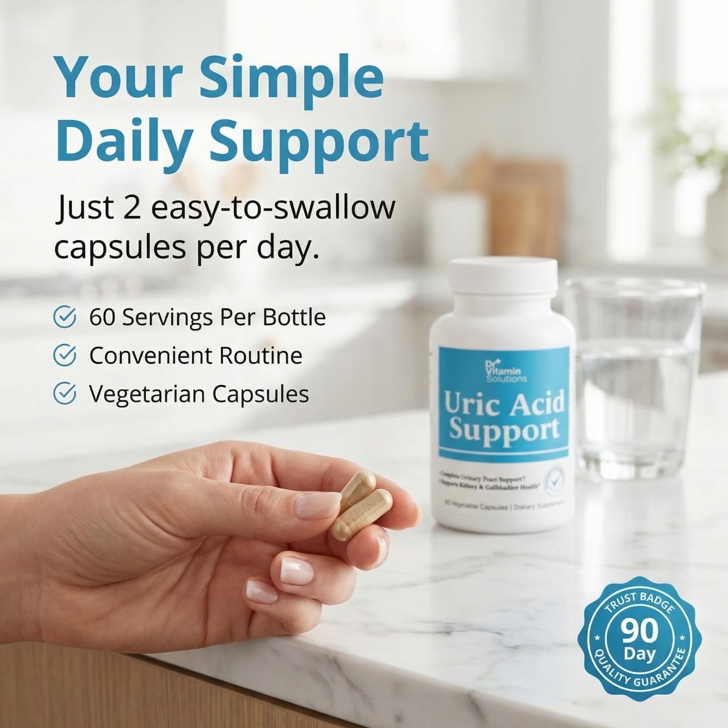 Dr Vitamin Uric Acid Support - Tart Cherry, Cranberry + Pomegranate - Urinary Tract Support - 60 Vegetarian Capsules