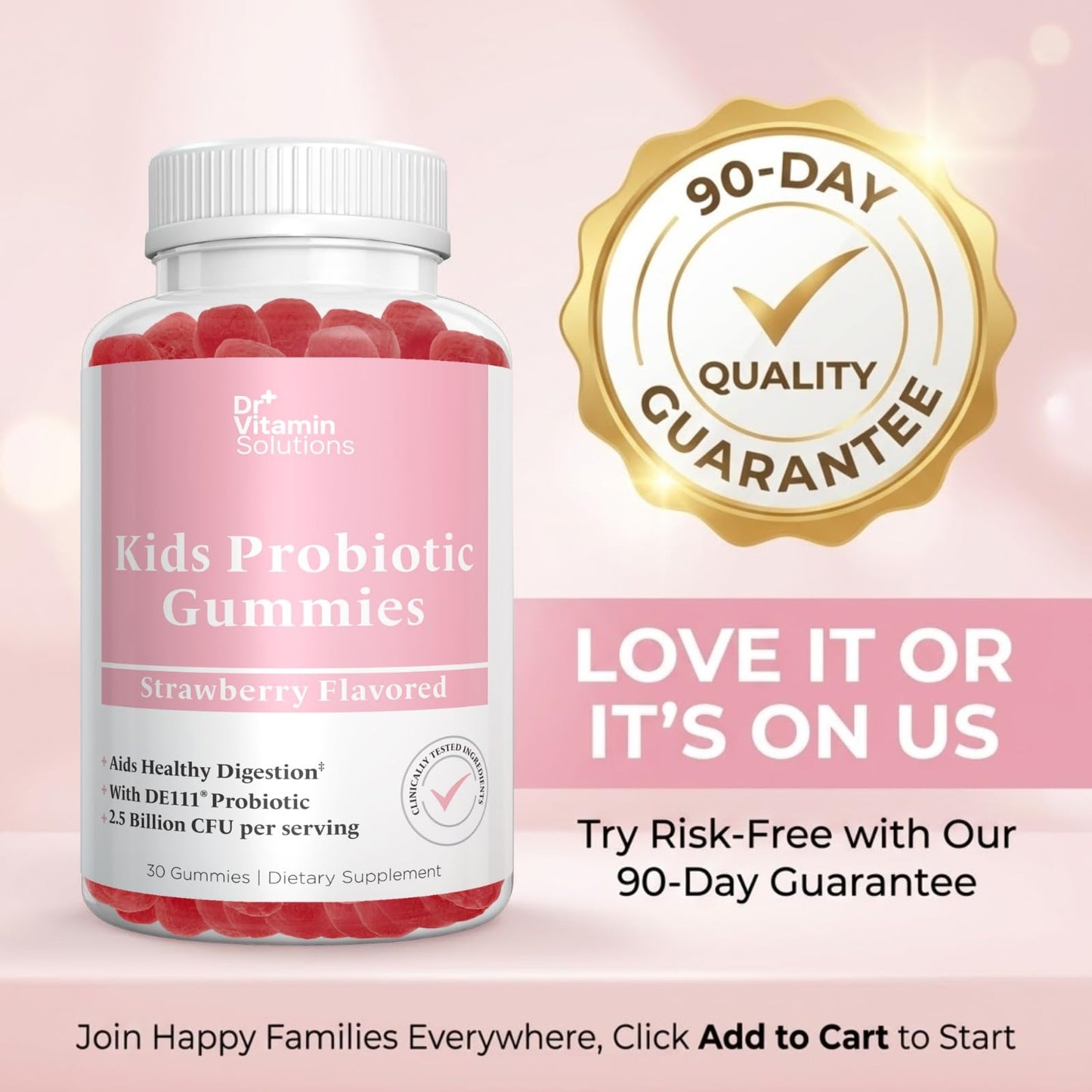 DR VITAMIN SOLUTIONS Kids Organic Probiotic Gummies for Digestive Support – 2.5 Billion CFU DE111 Probiotic – Vegan, Non-GMO, Pectin Gummies – 60 Count