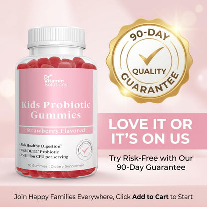 DR VITAMIN SOLUTIONS Kids Organic Probiotic Gummies for Digestive Support – 2.5 Billion CFU DE111 Probiotic – Vegan, Non-GMO, Pectin Gummies – 60 Count