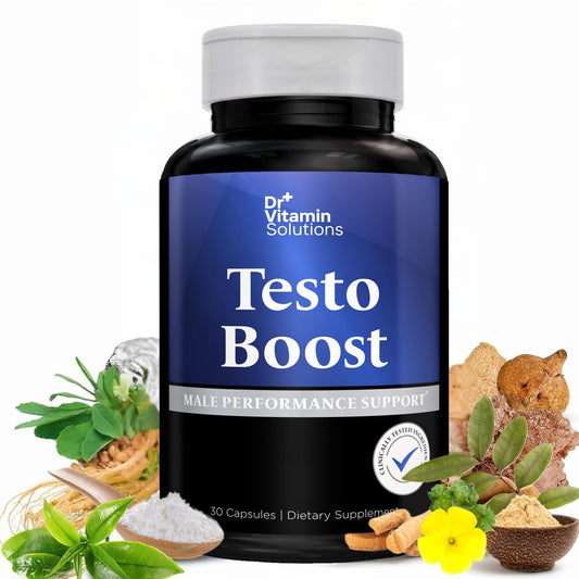 Dr. Vitamin Testo Boost Supplement for Men - Stamina, Endurance & Energy Enhancement - Male Testosterone Booster w/ Fenugreek, Tribulus, Tongkat Ali, Horny Goat Weed - 30 Capsules