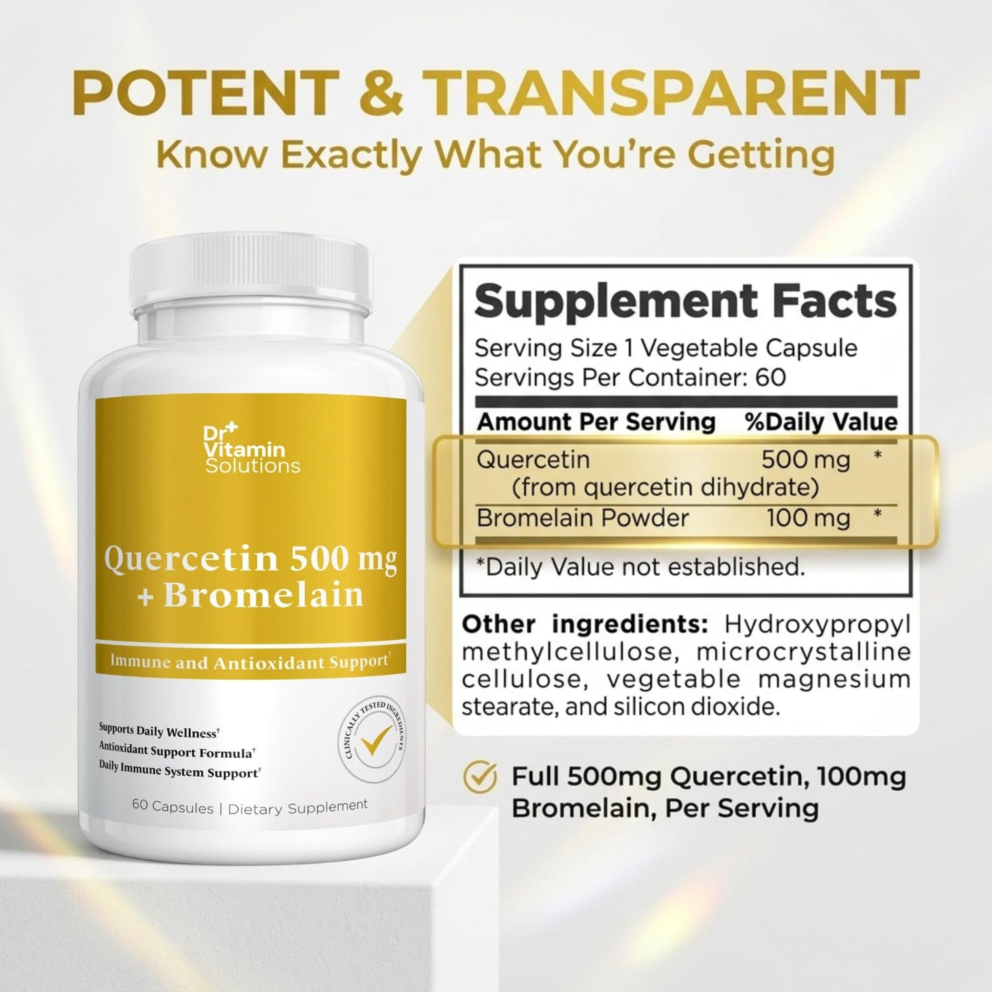 Dr Vitamin Quercetin 500mg with Bromelain, 60 Vegetable Capsules