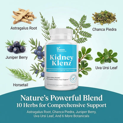 Dr Vitamin Kidney Klenz - Cranberry Extract + Herbal Blend - Kidney & Urinary Tract Support - 60 Vegetable Capsules - Non-GMO Herbal Supplement