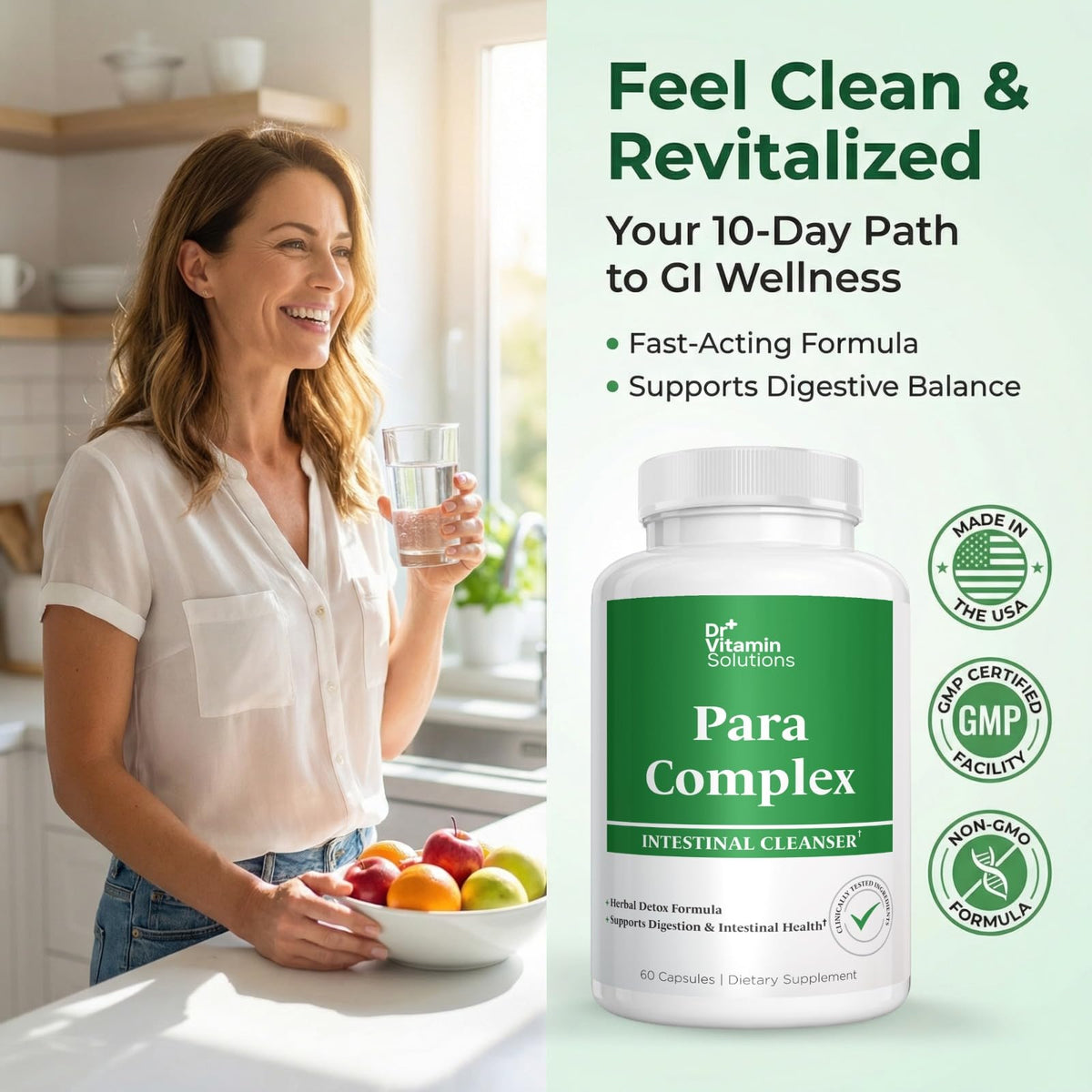 Para Complex Intestinal Cleanser – Wormwood, Black Walnut, Clove & Pau d'Arco Cleanse for Humans – Herbal Detox Formula with Garlic, Pumpkin Seed, Cranberry & Zinc, Non-GMO, 60 Capsules