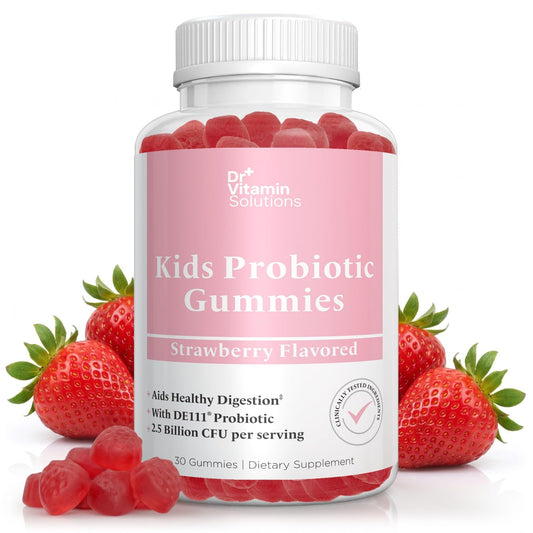 DR VITAMIN SOLUTIONS Kids Organic Probiotic Gummies for Digestive Support – 2.5 Billion CFU DE111 Probiotic – Vegan, Non-GMO, Pectin Gummies – 60 Count