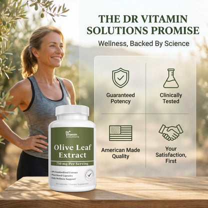 Olive Leaf Extract Capsules 750mg - 150mg Oleuropein, 60 Capsules 2 Month