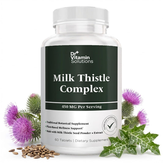 DR Vitamin Milk Thistle Complex 450 mg – 175 mg Standardized Milk Thistle Extract Plus 275 mg Milk Thistle Powder – Herbal Supplement – Non-GMO – 60 Tablets