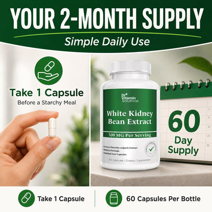Dr Vitamin White Kidney Bean Extract 500 mg, 60 Vegetable Capsules