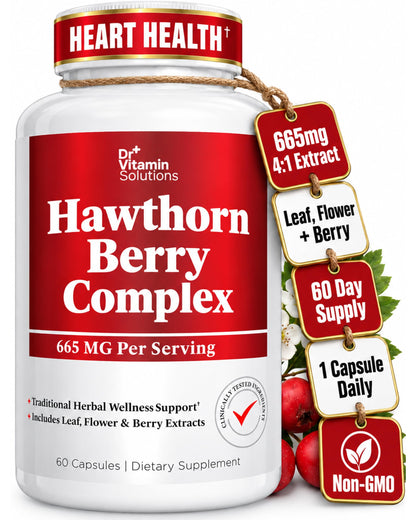 DR Vitamin Hawthorn Berry Complex 665 mg – Herbal Extract Supplement – Botanical Formula – Non-GMO – 60 Capsules