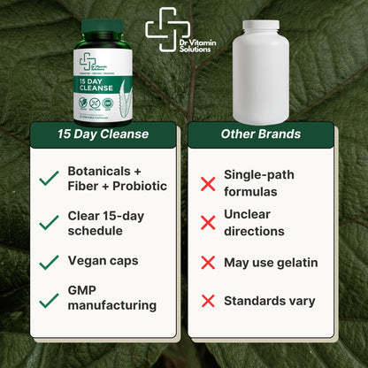 15 Day Cleanse – Natural Colon Detox & Digestive Support with Senna, Aloe Vera, Cascara Sagrada & Probiotics – Gentle, Vegan, 15-Day Cleansing Program