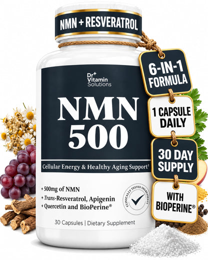NMN Supplement 500mg with Resveratrol & TMG, NAD+ Precursor, 30 Capsules