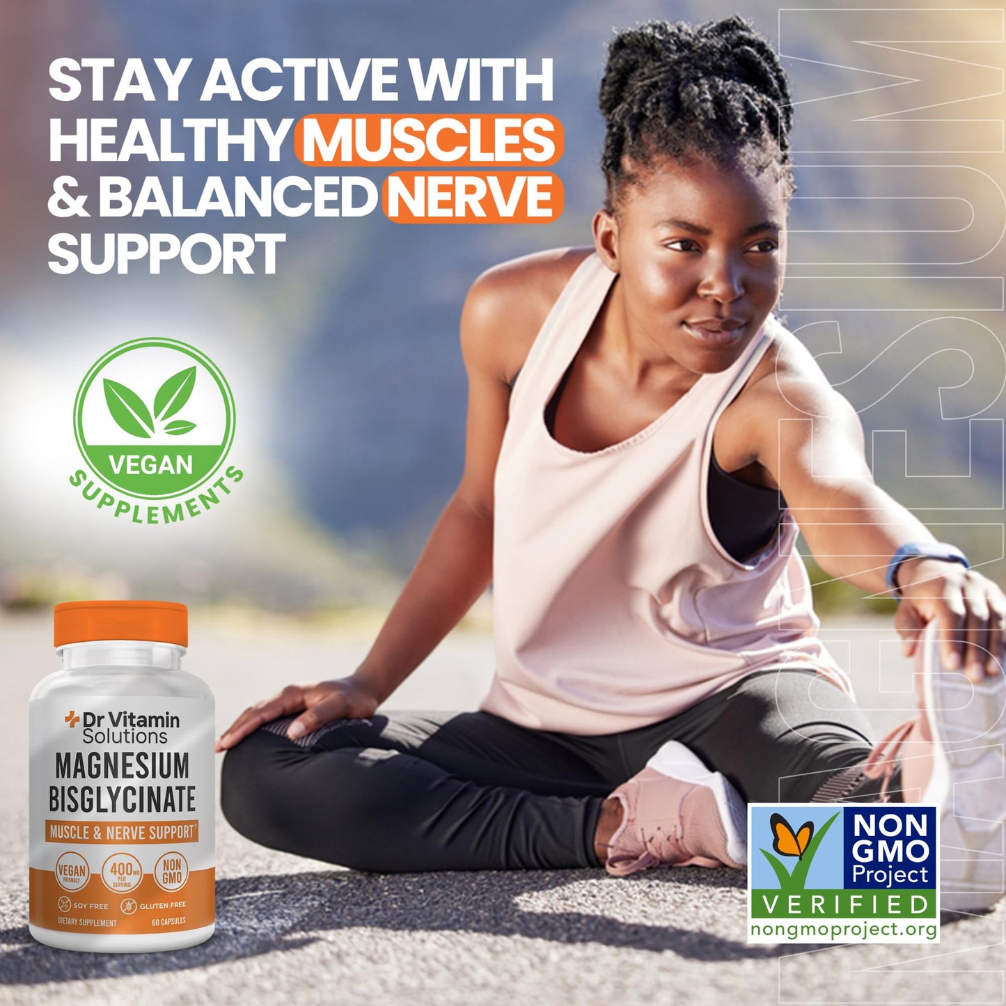 Magnesium Glycinate 400mg (Buffered Magnesium Bisglycinate Chelate) | Albion® Chelated Magnesium for Muscle & Nerve Support + Calm | High Absorption, Gentle on Stomach | 60 Vegan Capsules