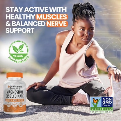 Magnesium Glycinate 400mg (Buffered Magnesium Bisglycinate Chelate) | Albion® Chelated Magnesium for Muscle & Nerve Support + Calm | High Absorption, Gentle on Stomach | 60 Vegan Capsules