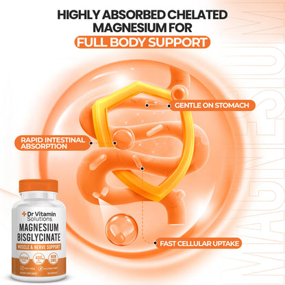 Magnesium Glycinate 400mg (Buffered Magnesium Bisglycinate Chelate) | Albion® Chelated Magnesium for Muscle & Nerve Support + Calm | High Absorption, Gentle on Stomach | 60 Vegan Capsules