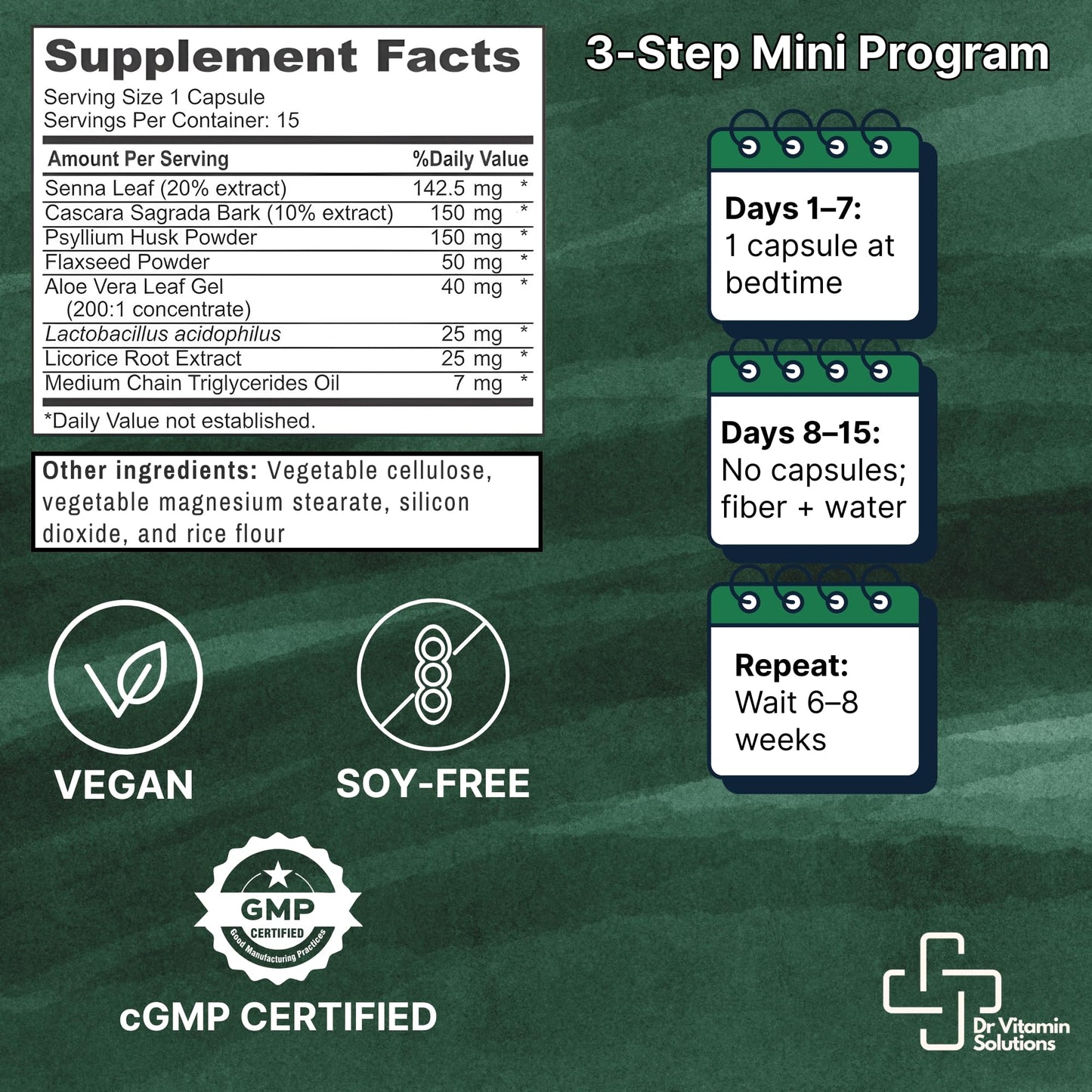 15 Day Cleanse – Natural Colon Detox & Digestive Support with Senna, Aloe Vera, Cascara Sagrada & Probiotics – Gentle, Vegan, 15-Day Cleansing Program