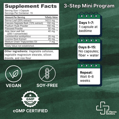 15 Day Cleanse – Natural Colon Detox & Digestive Support with Senna, Aloe Vera, Cascara Sagrada & Probiotics – Gentle, Vegan, 15-Day Cleansing Program